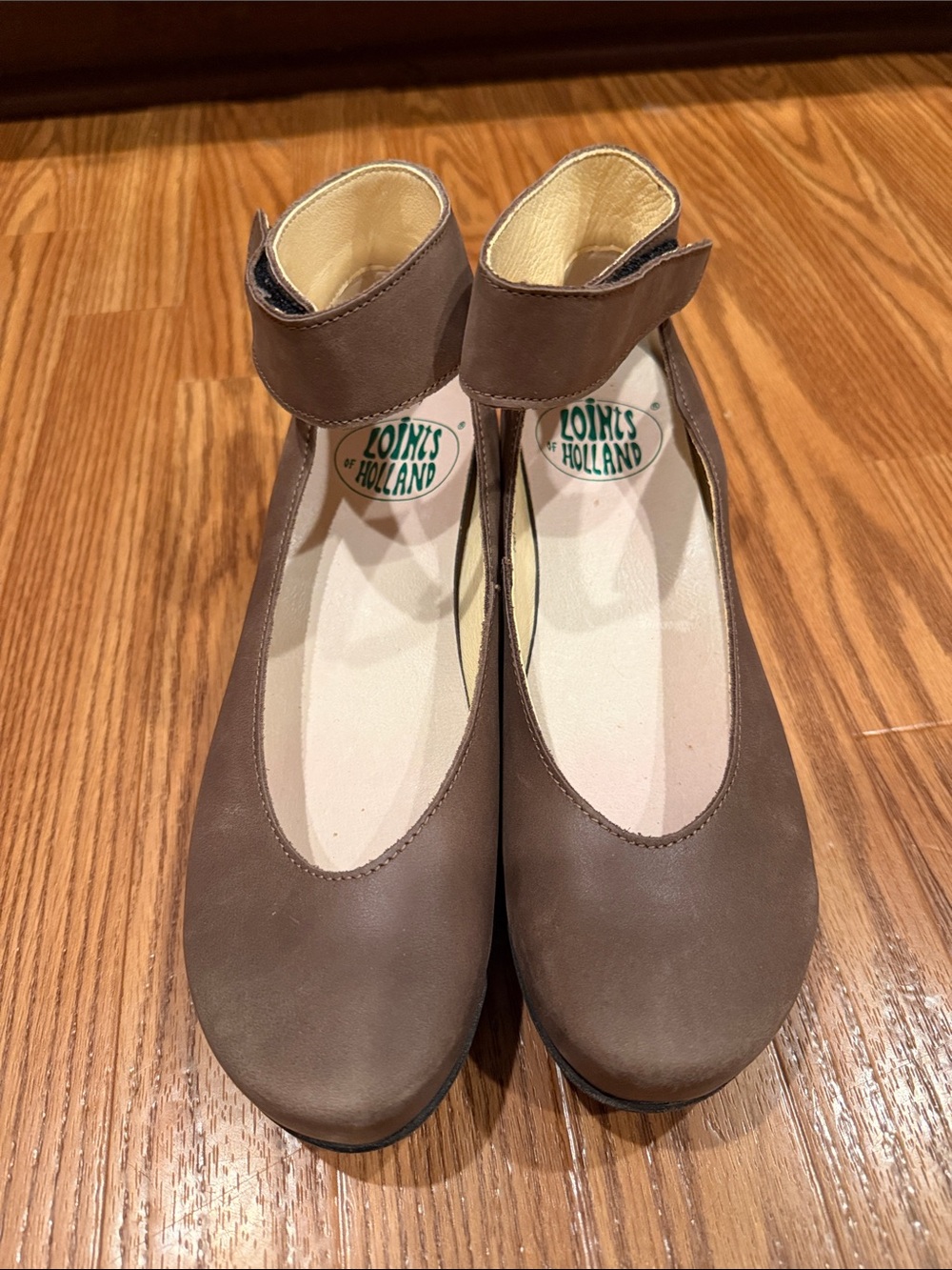 Loints of Holland Taupe Ankle-Strap Wedge
